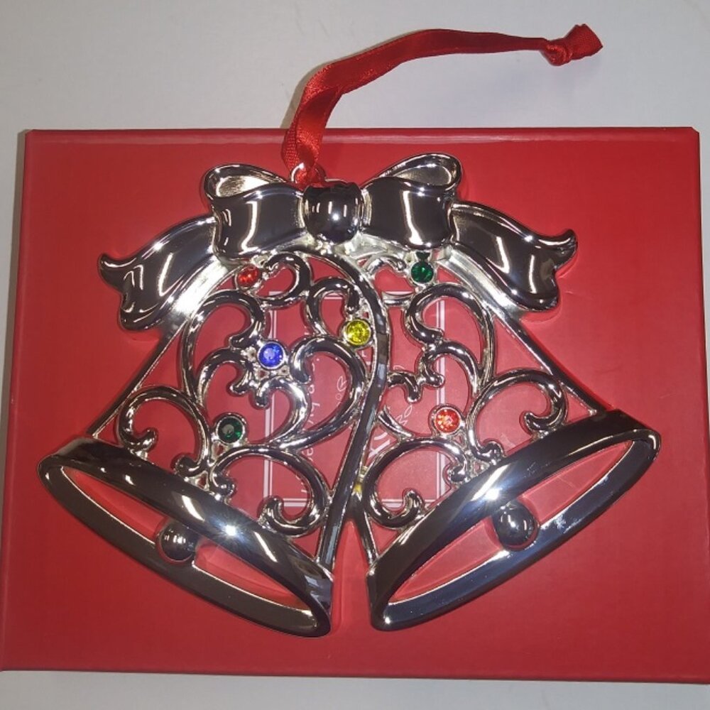 New in Box Lenox Sterling Silver-Plated Christmas Bells Ornament